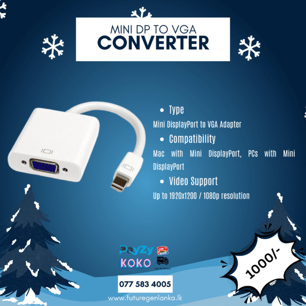MINI DISPLAY PORT TO VGA CABLE CONVERTER