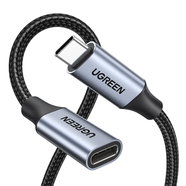 UGREEN 0.5 Meter Type-C Male to Female Gen2 5A Braided Cable (Black) – US372 - 80810